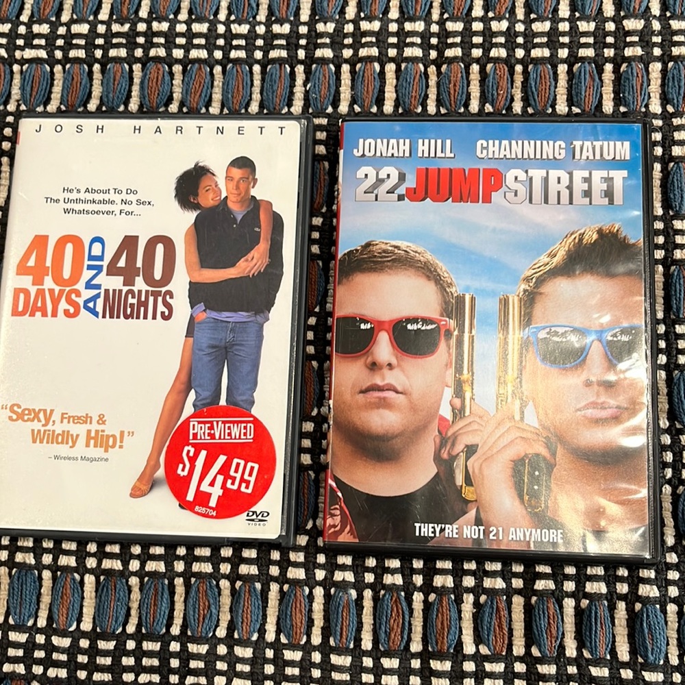 🌟SALE!  3 for $14!!🌟 Set of 2 DVDs, 22 jump street, and 40 days and 40 nights.